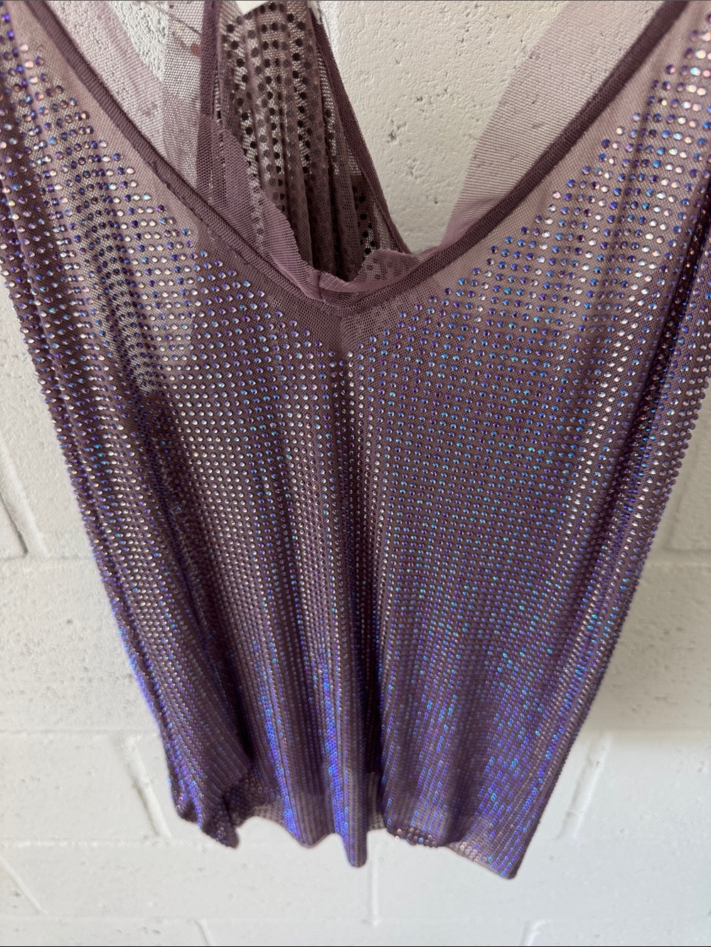 Free People Plum Sheer Mesh Rhinestone Tank - Picture 3 of 7